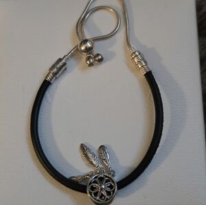 Pandora Leather And Sterling Dreamcatcher Bracelet